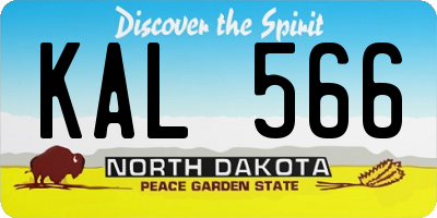 ND license plate KAL566