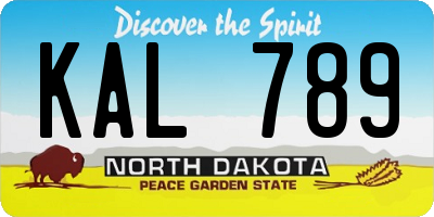 ND license plate KAL789
