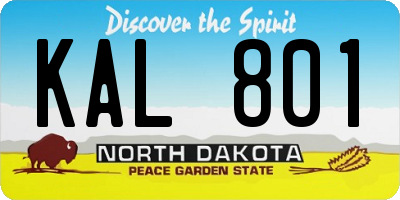 ND license plate KAL801