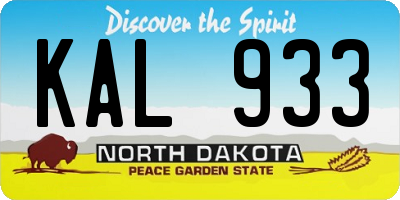 ND license plate KAL933