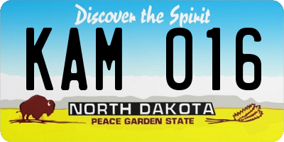 ND license plate KAM016