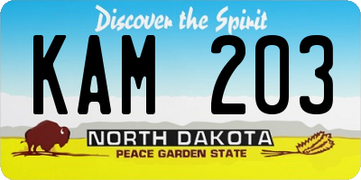 ND license plate KAM203