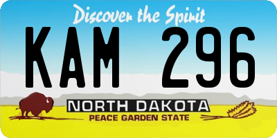 ND license plate KAM296