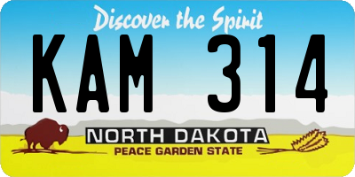 ND license plate KAM314