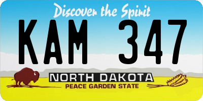 ND license plate KAM347