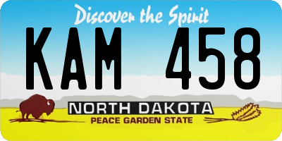 ND license plate KAM458