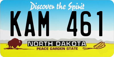 ND license plate KAM461