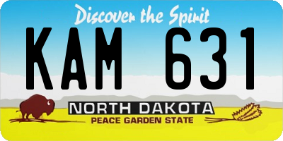 ND license plate KAM631