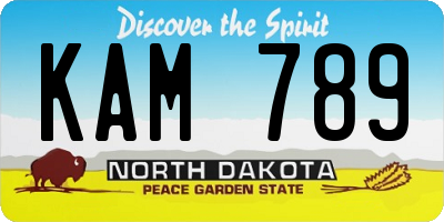 ND license plate KAM789