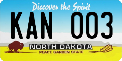 ND license plate KAN003
