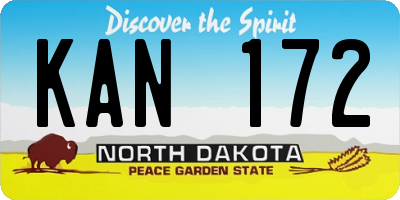 ND license plate KAN172