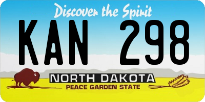 ND license plate KAN298