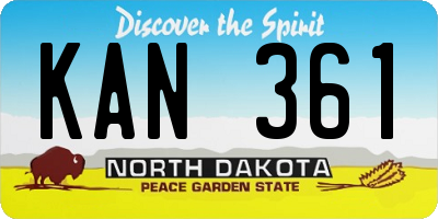 ND license plate KAN361