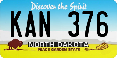 ND license plate KAN376