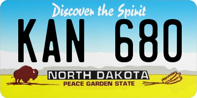 ND license plate KAN680