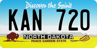 ND license plate KAN720
