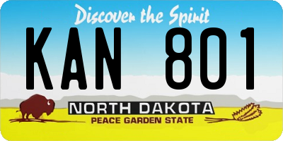 ND license plate KAN801