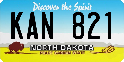 ND license plate KAN821