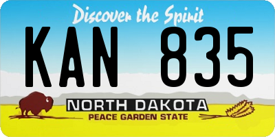ND license plate KAN835