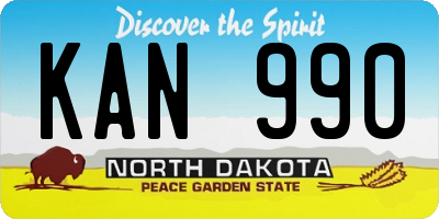 ND license plate KAN990