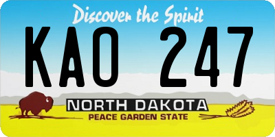 ND license plate KAO247