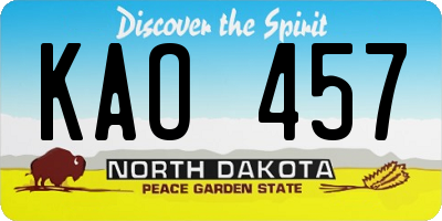 ND license plate KAO457