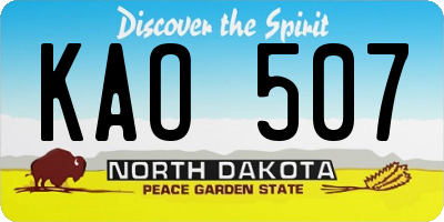 ND license plate KAO507