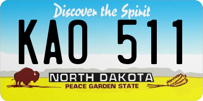 ND license plate KAO511