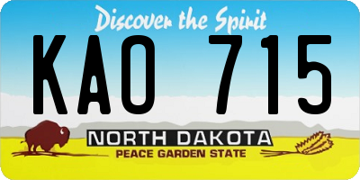 ND license plate KAO715