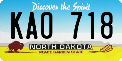 ND license plate KAO718
