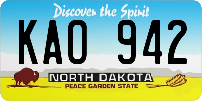 ND license plate KAO942