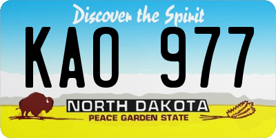 ND license plate KAO977