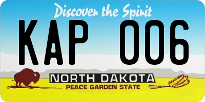 ND license plate KAP006