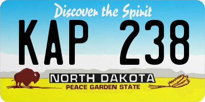 ND license plate KAP238