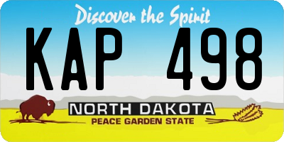 ND license plate KAP498