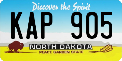 ND license plate KAP905