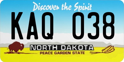 ND license plate KAQ038
