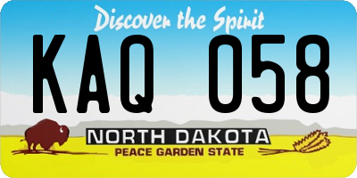 ND license plate KAQ058