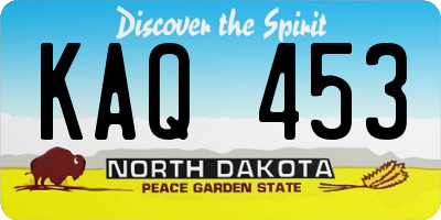 ND license plate KAQ453