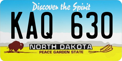 ND license plate KAQ630