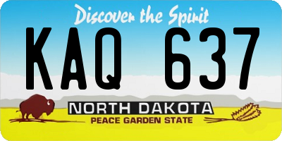 ND license plate KAQ637