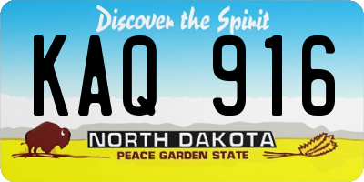 ND license plate KAQ916