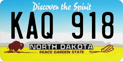 ND license plate KAQ918