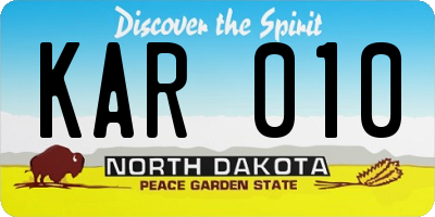 ND license plate KAR010