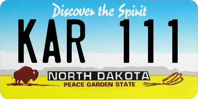 ND license plate KAR111