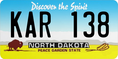 ND license plate KAR138