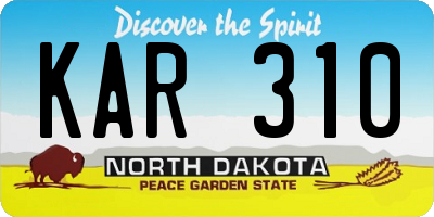 ND license plate KAR310