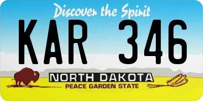 ND license plate KAR346