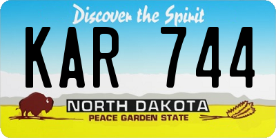 ND license plate KAR744