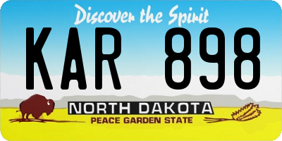 ND license plate KAR898